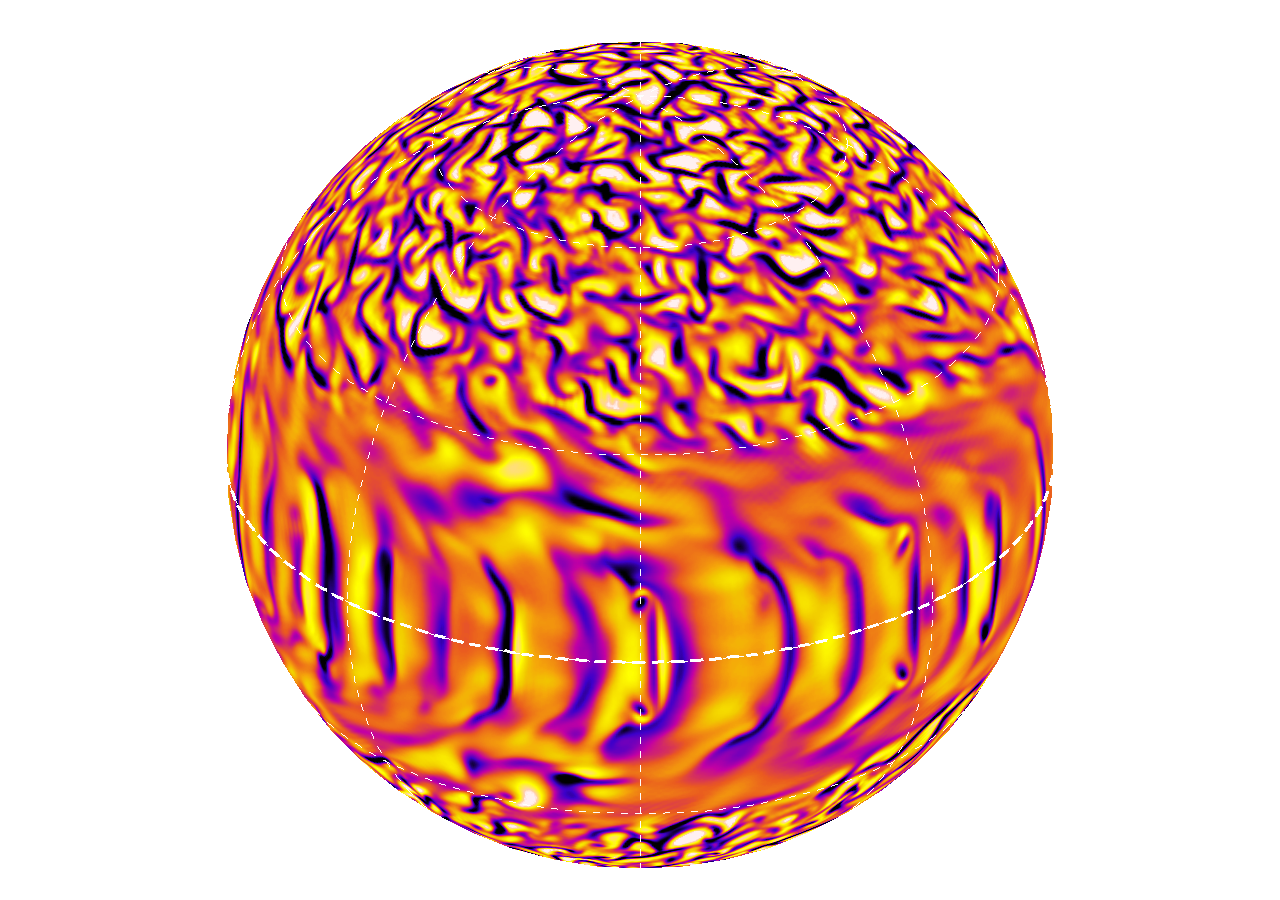 Radial velocity in an ASH case rotating at 5 times the
         solar rate