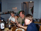 Our first dinner at Depot Beach; Karin, Bjarne and Frederik