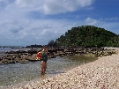 Charlotte showing off her pregnancy on Frankland Island