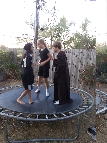 Ringwraith and hobbit unite on trampoline in MiddleEarth
